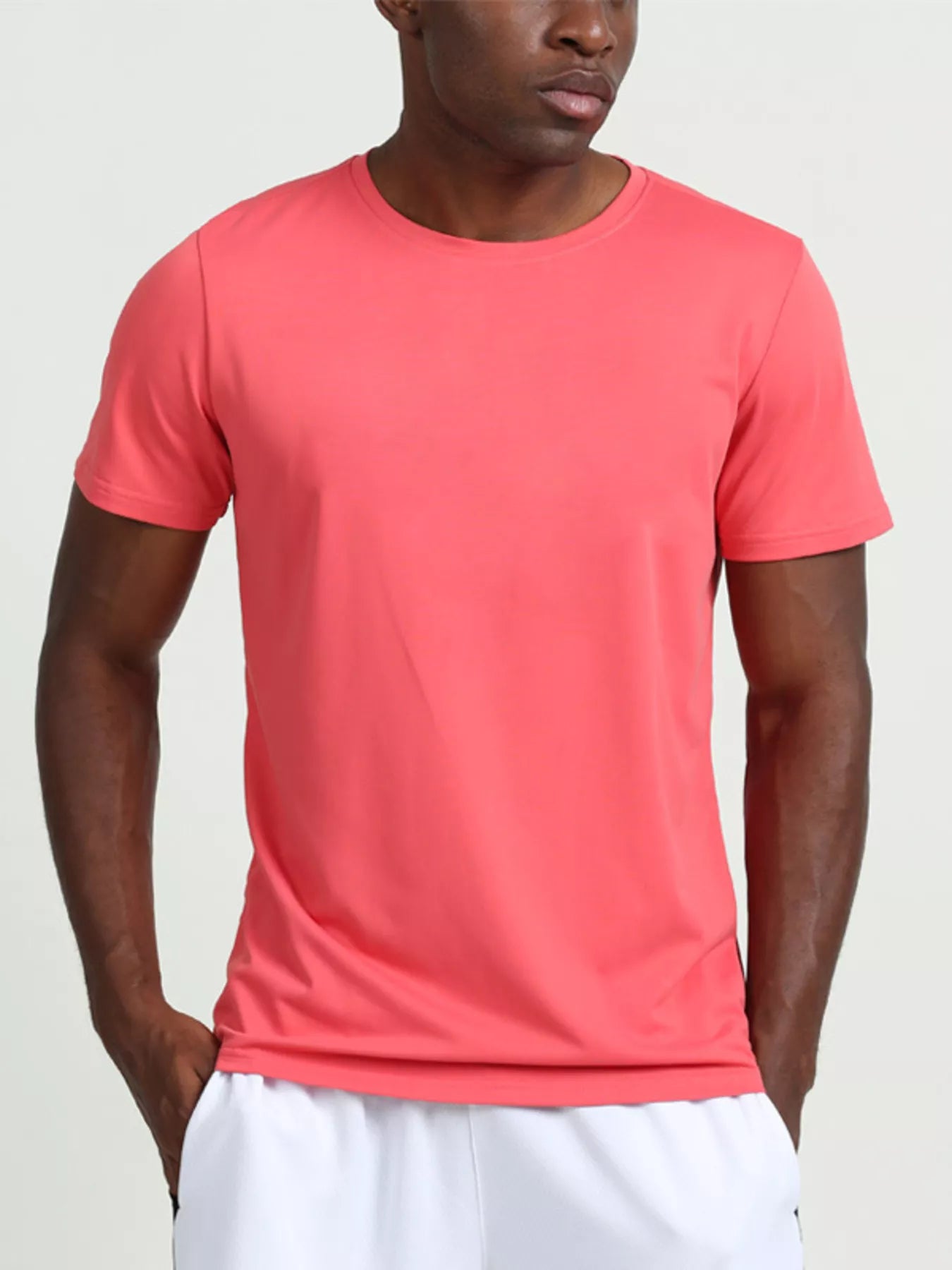 Men's Plus Size Solid Color Round Neck T-Shirt - cas7m