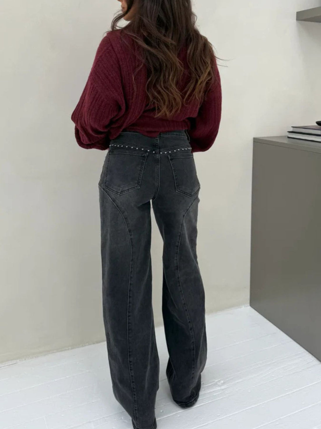 Studded Wide Leg Jeans - cas7m