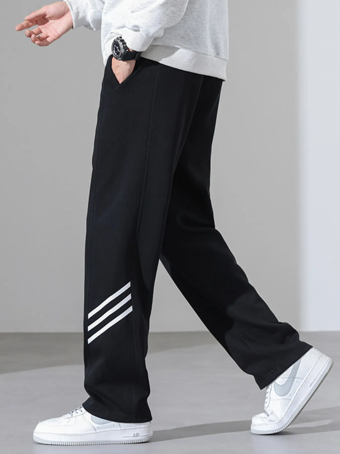Men's Full Size Casual Loose Fit Sweatpants with Stripes Plus Size - cas7m