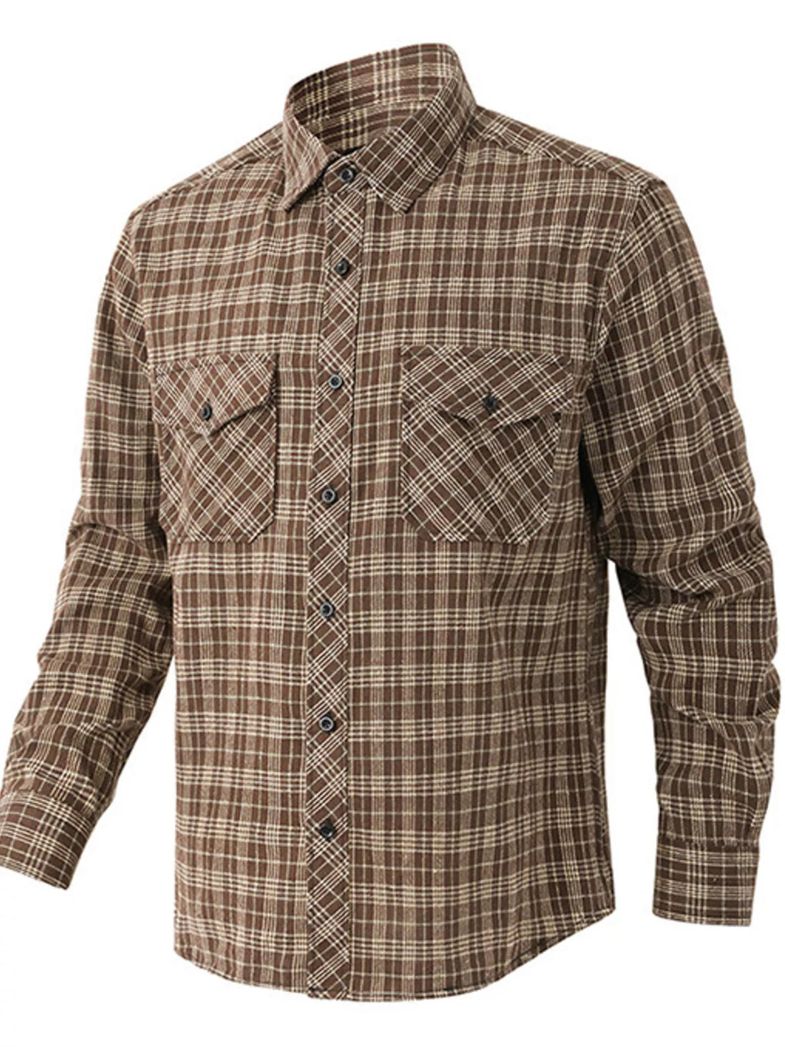 Men's Casual Plaid Long Sleeve Shirt - cas7m