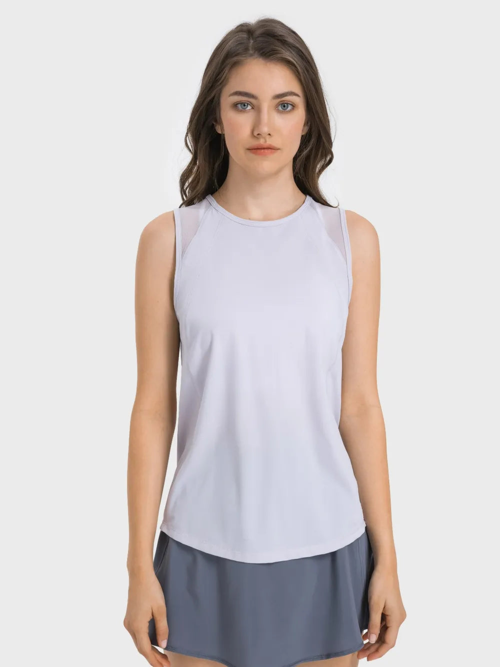 Millennia Cutout Back Round Neck Active Tank - cas7m