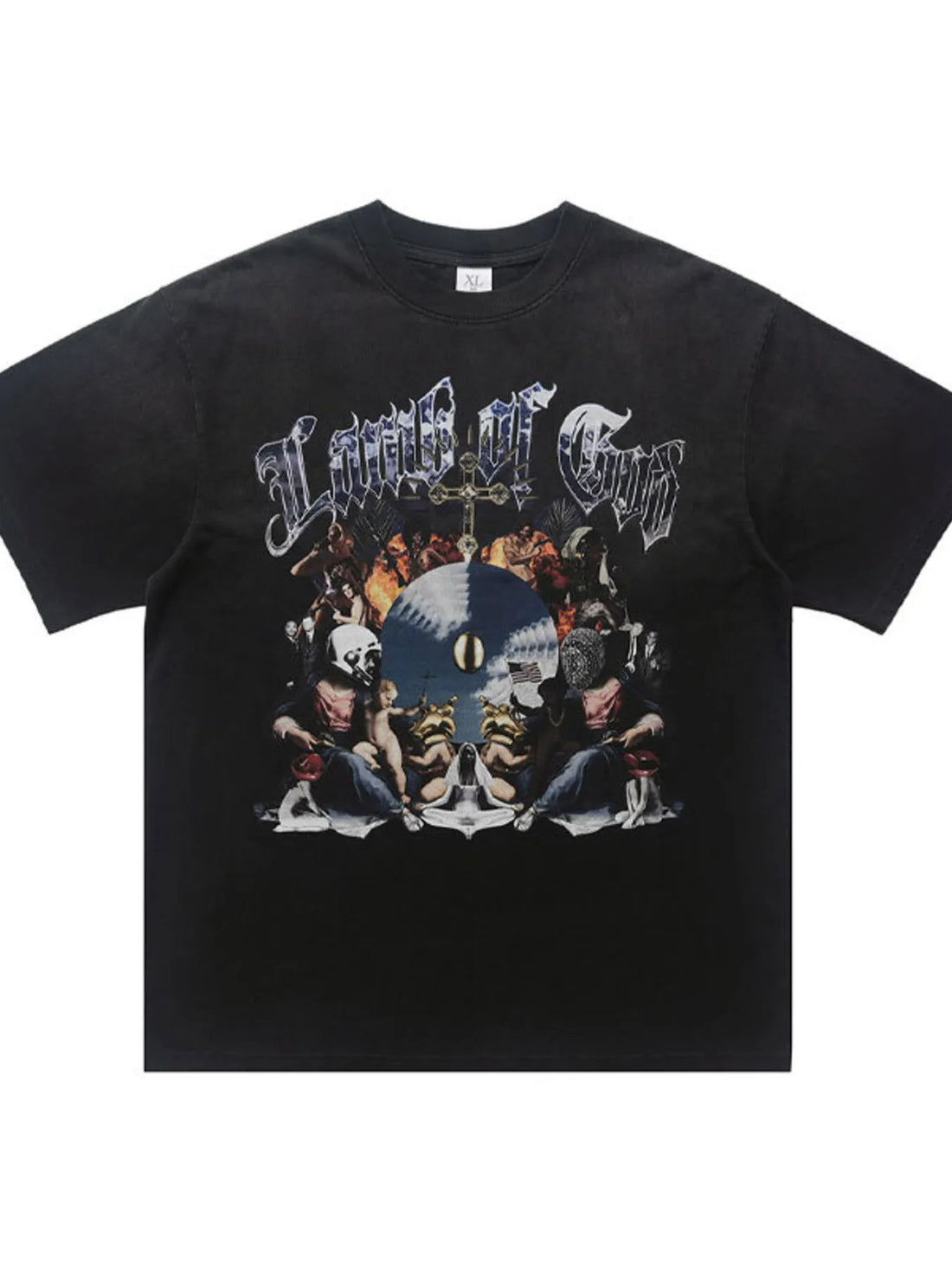 Men's Vintage Graphic Round Neck Oversized T-Shirt - cas7m