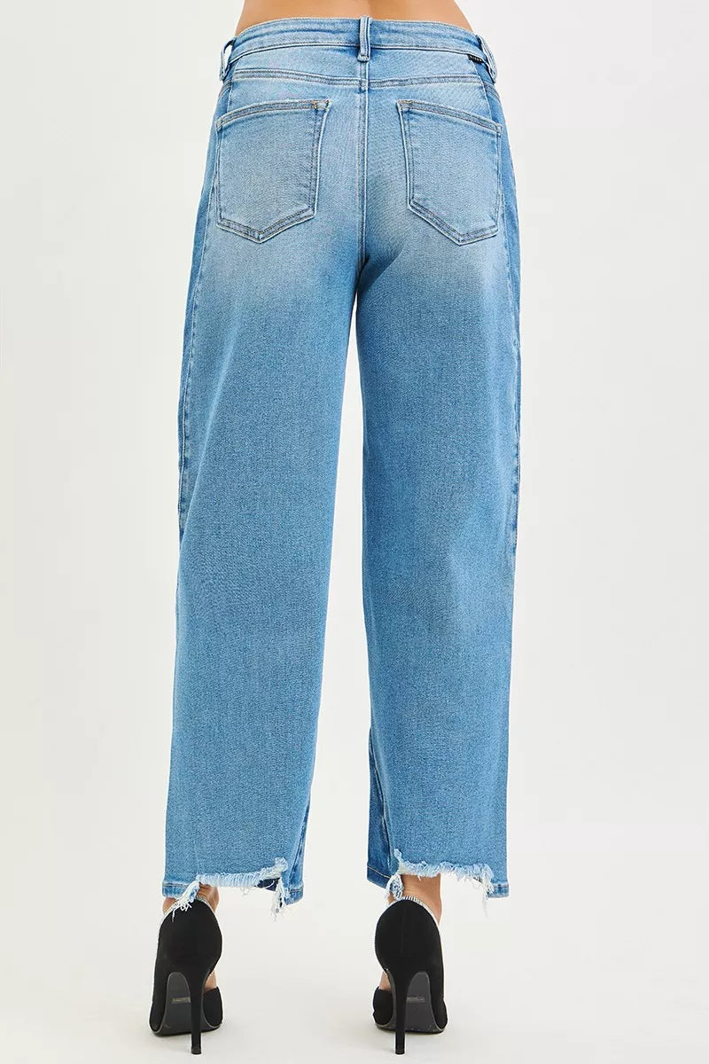 RISEN Full Size Slouchy Cropped Barrel Jeans with Contrast Wash Plus Size - cas7m