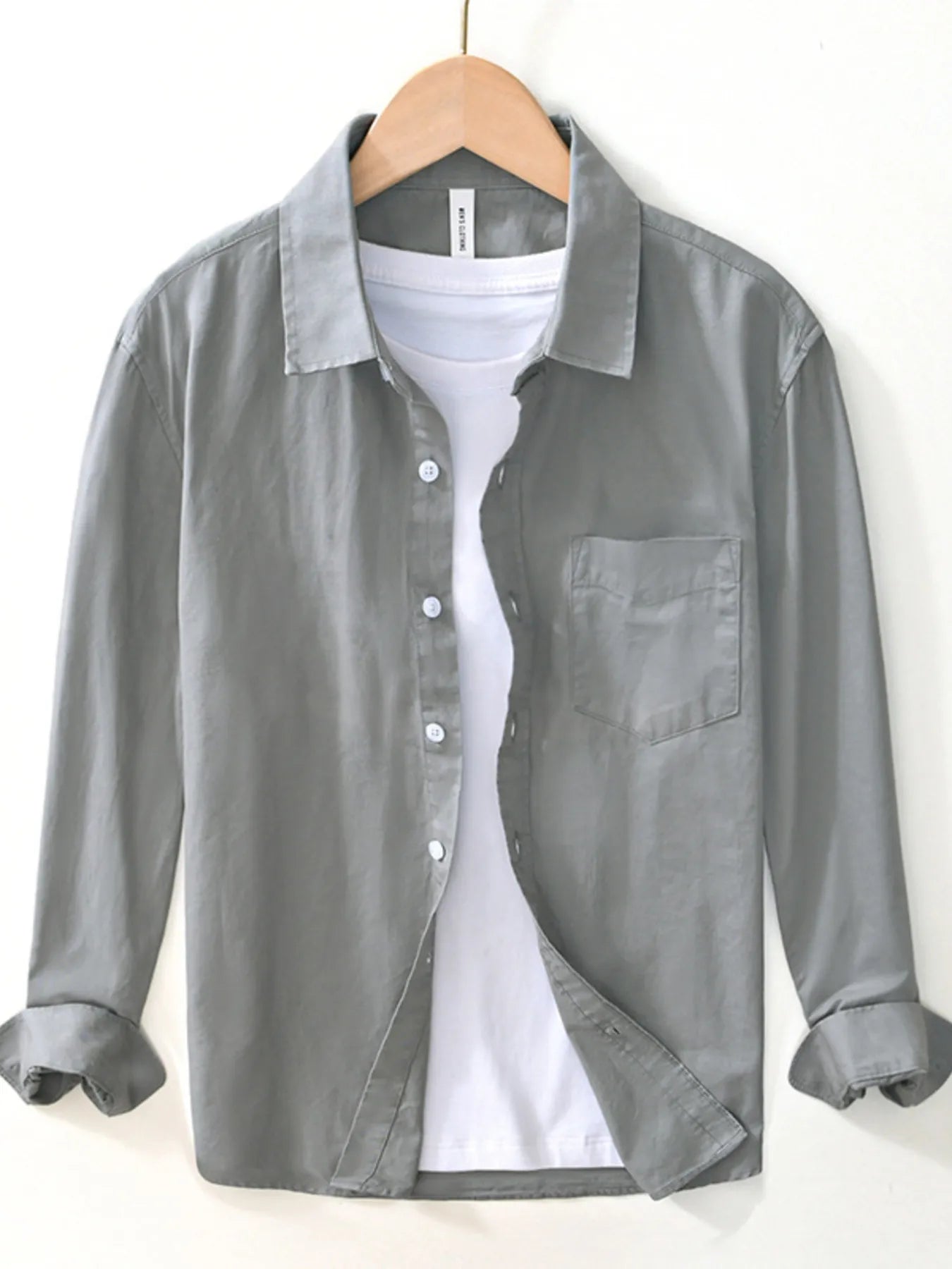 Men's Plus Size Button Up Long Sleeve Shirt - cas7m