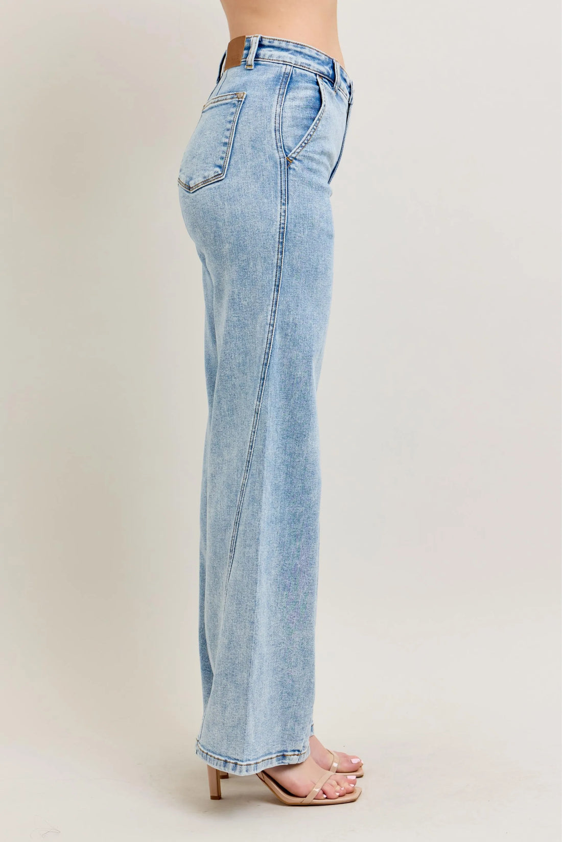 Judy Blue Full Size High Waist Wide Leg Jeans with Skewed Inseam Plus Size - cas7m