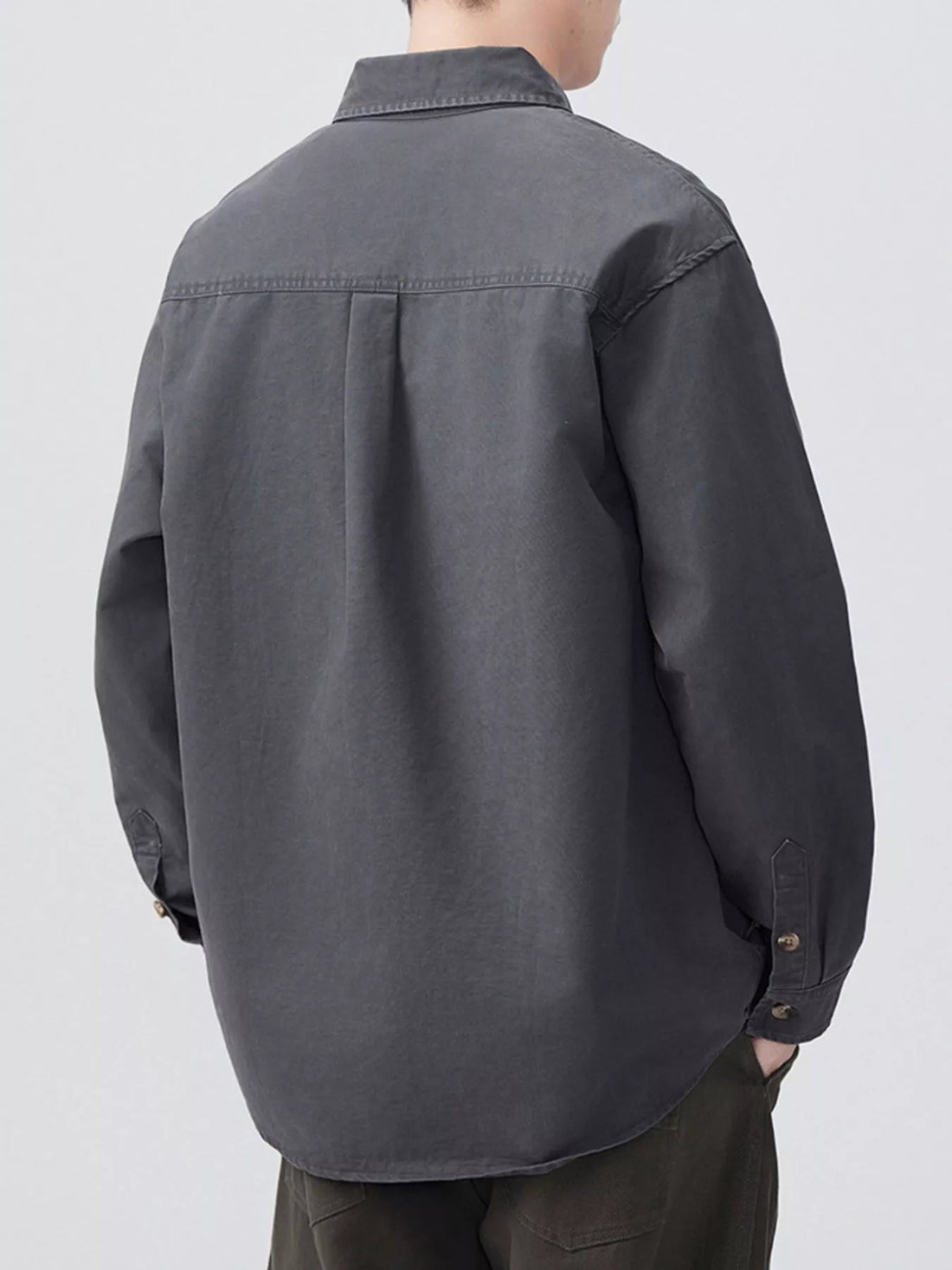 Men's Plus Size Button Up Long Sleeve Shirt - cas7m