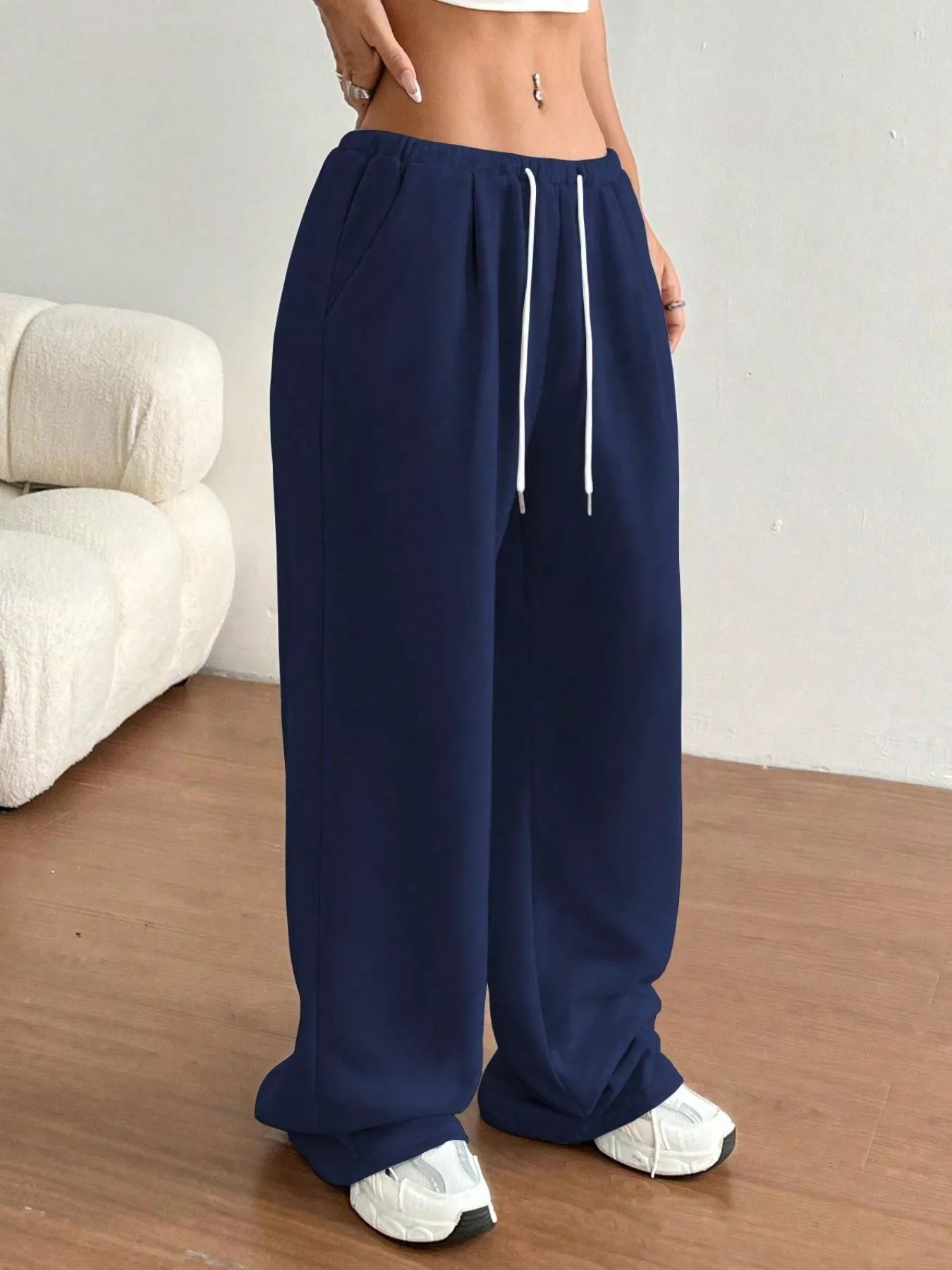 Casual Drawstring High Waist Wide Leg Sweatpants - cas7m