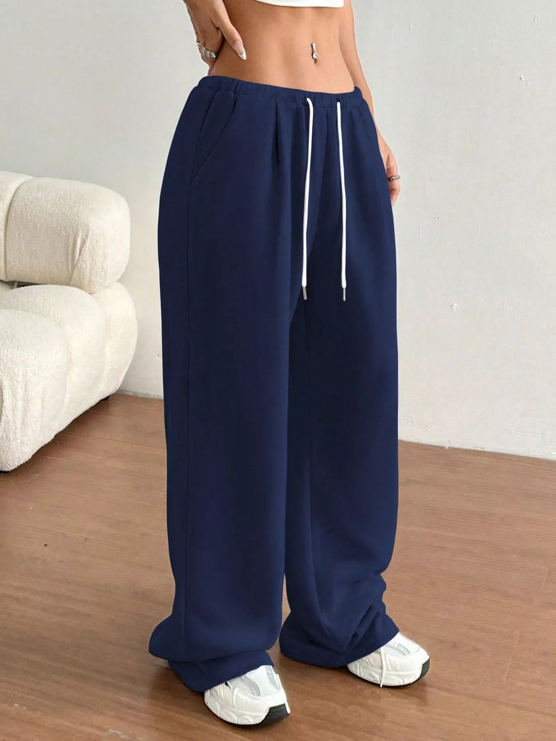 Casual Drawstring High Waist Wide Leg Sweatpants - cas7m