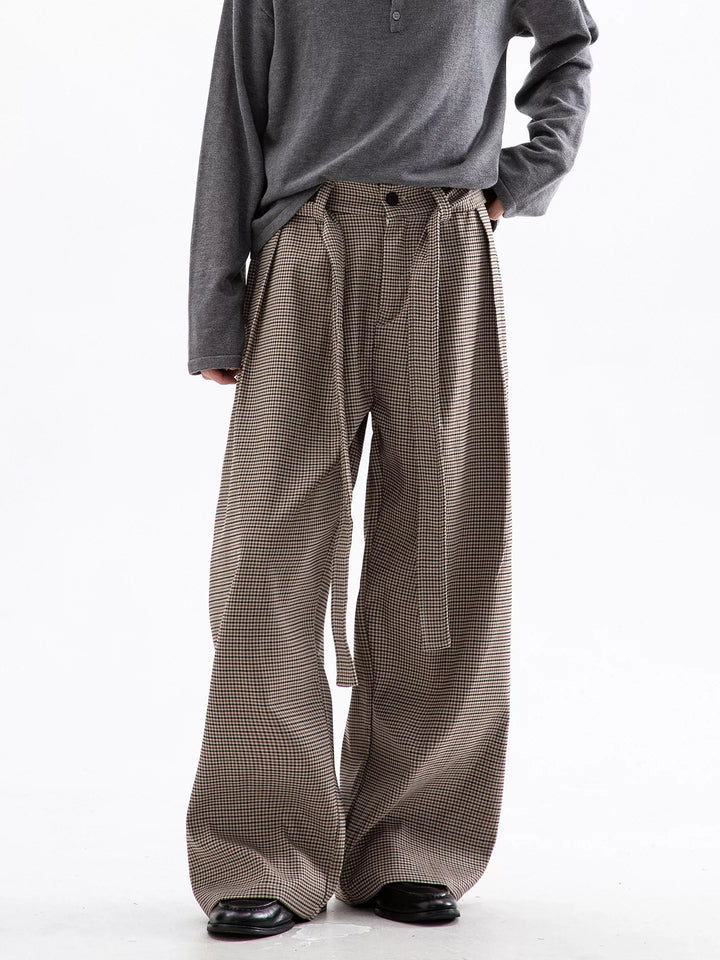 Men's Plaid Wide Leg Pants - cas7m