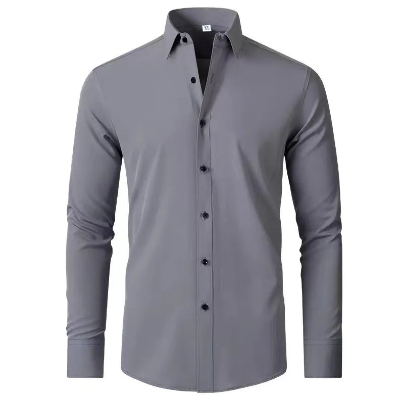Men's Plus Size Button Up Long Sleeve Shirt - cas7m