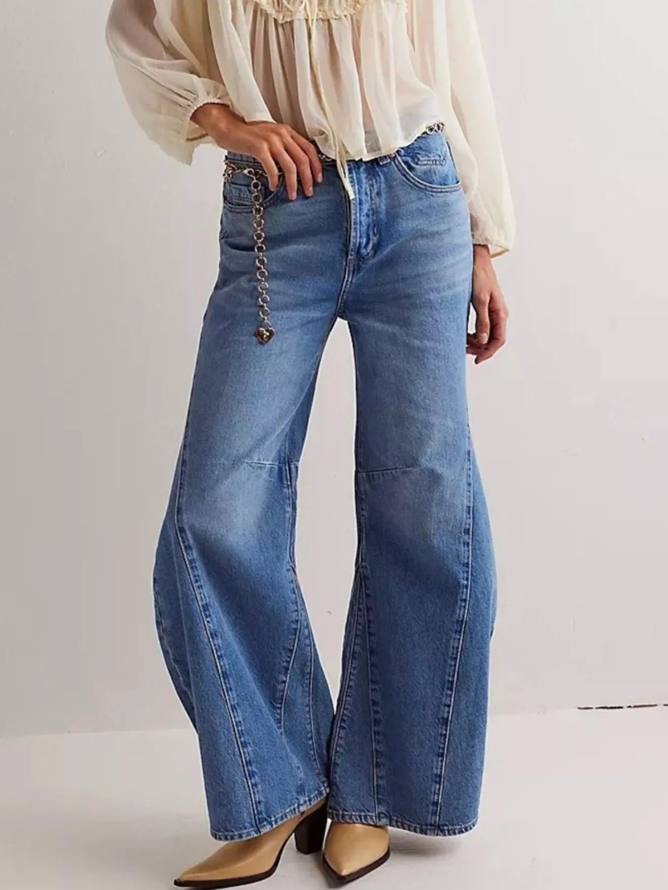 Washed Wide Leg Jeans - cas7m
