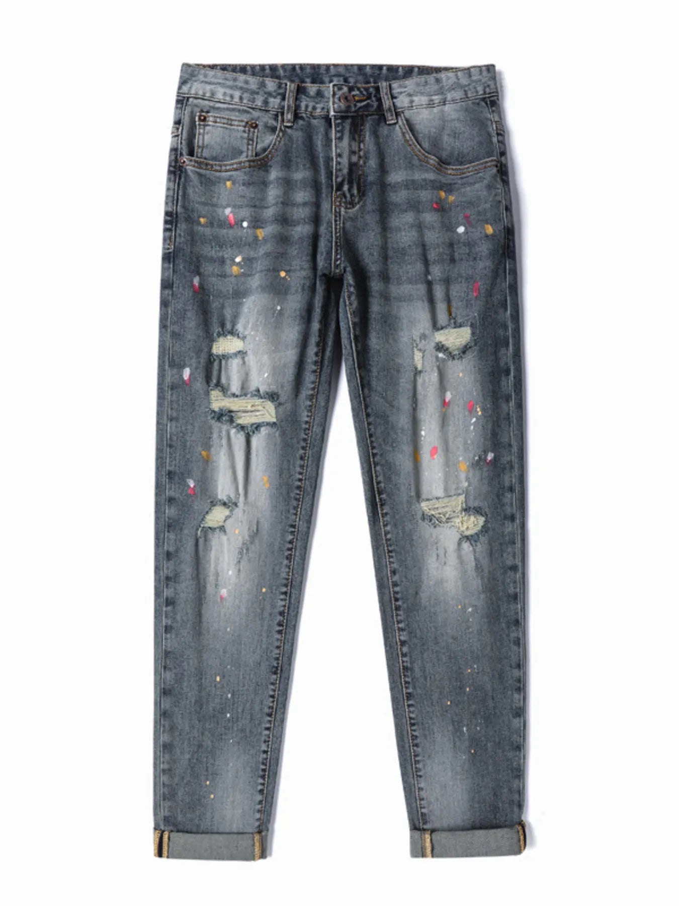 Men's Distressed Slim Fit Jeans - cas7m
