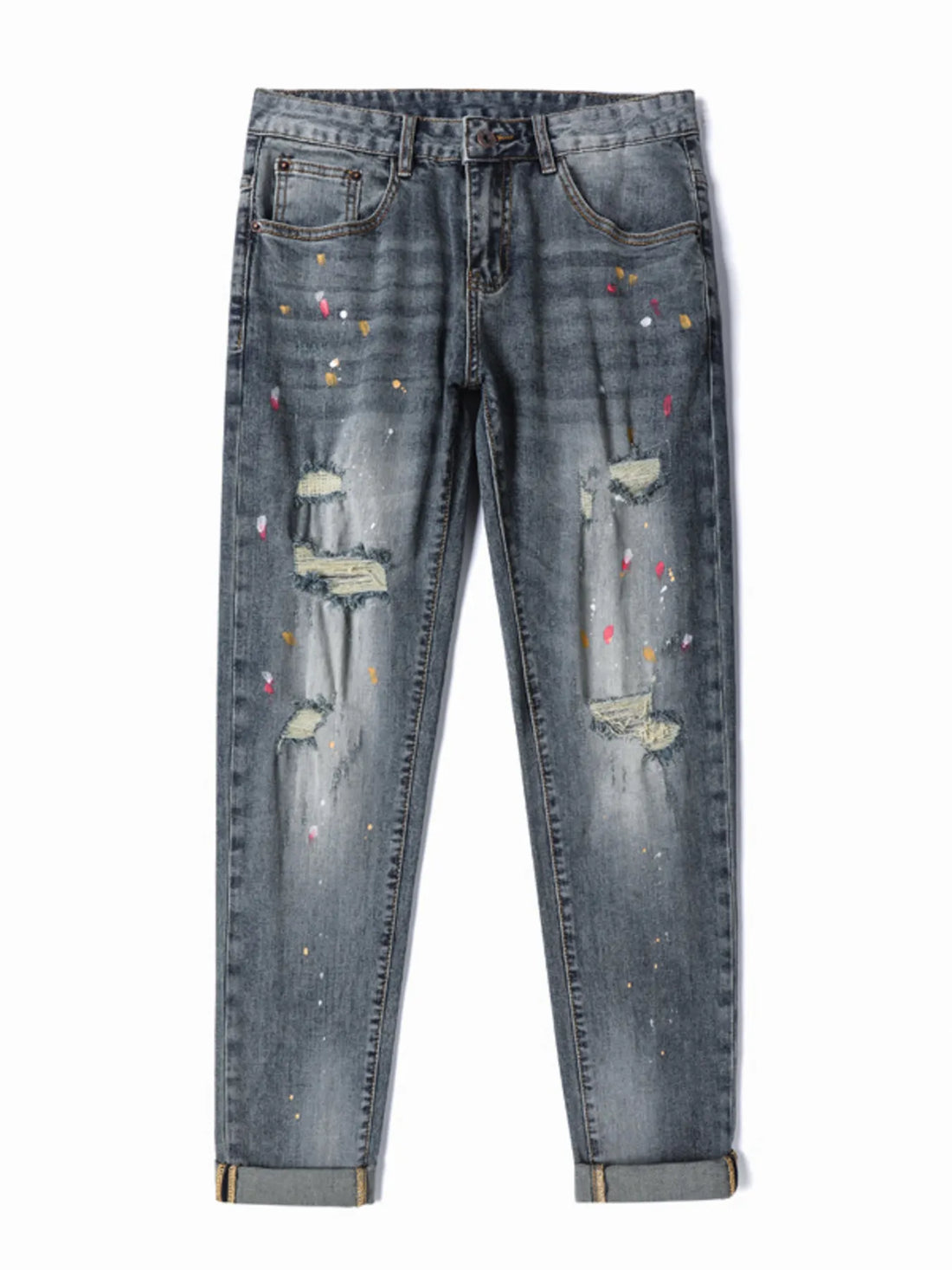 Men's Distressed Slim Fit Jeans - cas7m