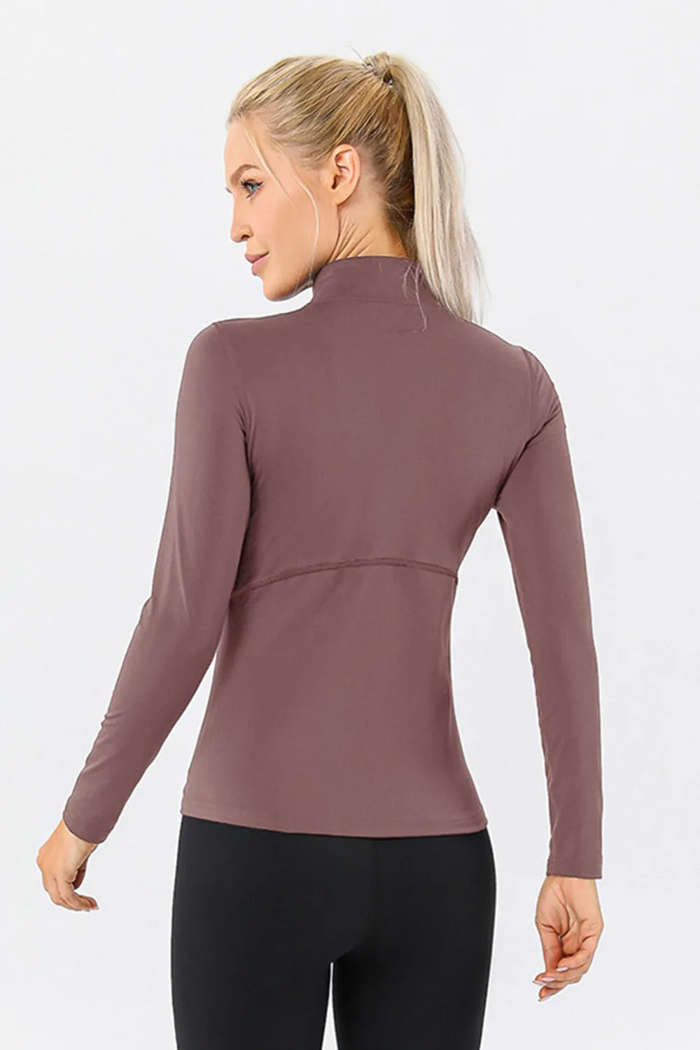 Mock Neck Quarter Zip Active T-Shirt - cas7m