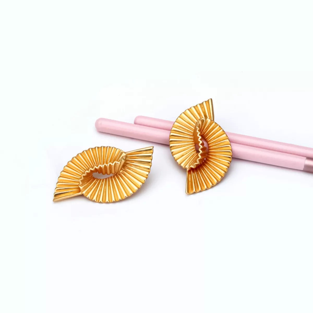 18K Gold-Plated Copper Geometric Spiral Earrings - cas7m