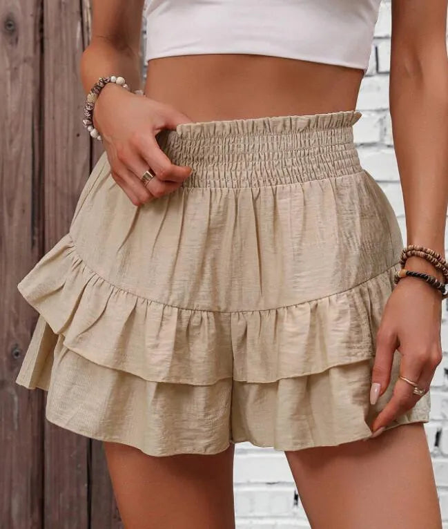 Ruffle Layered High Waist Casual Skort - cas7m