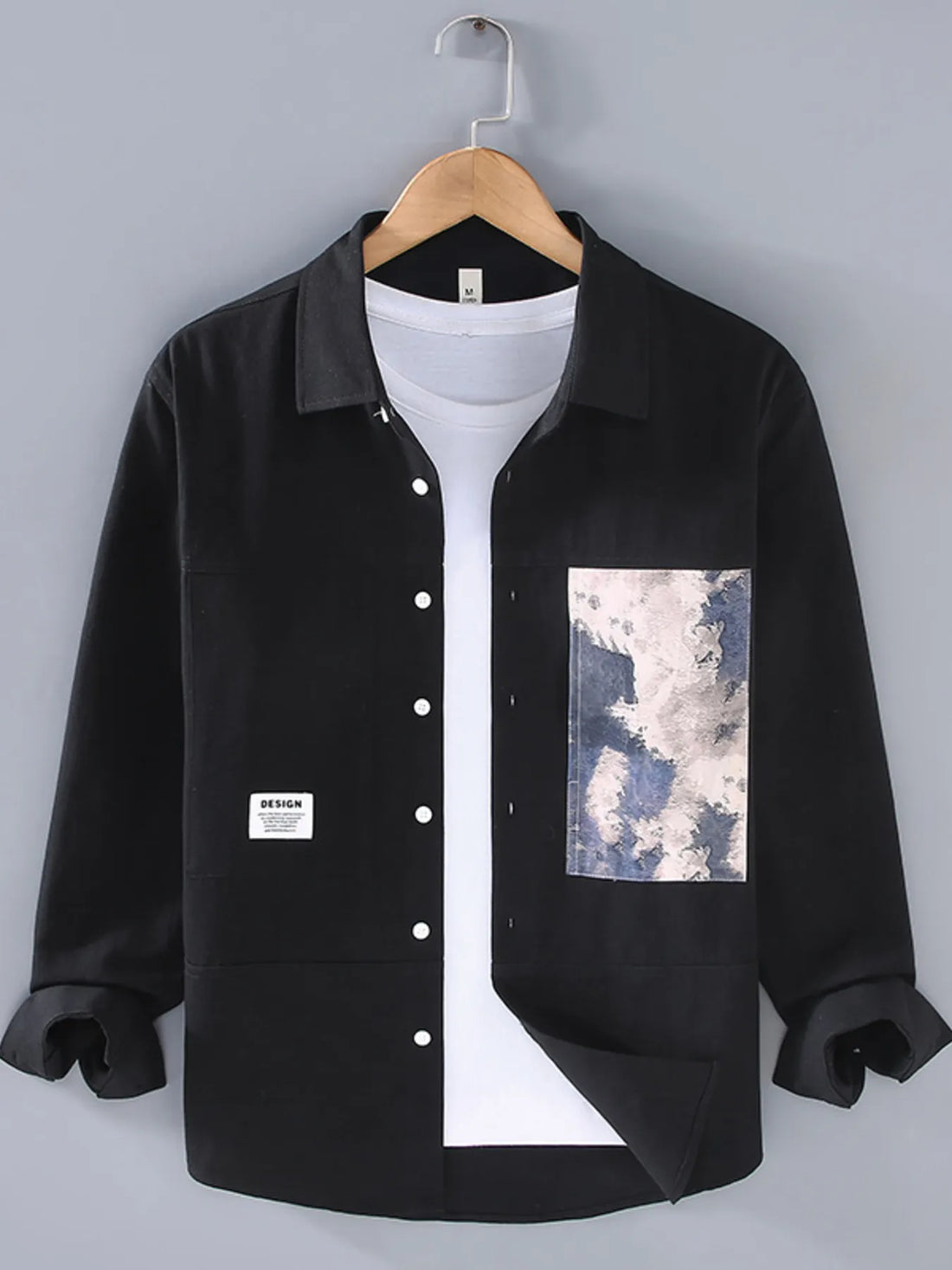 Men's Plus Size Button Up Long Sleeve Shirt - cas7m
