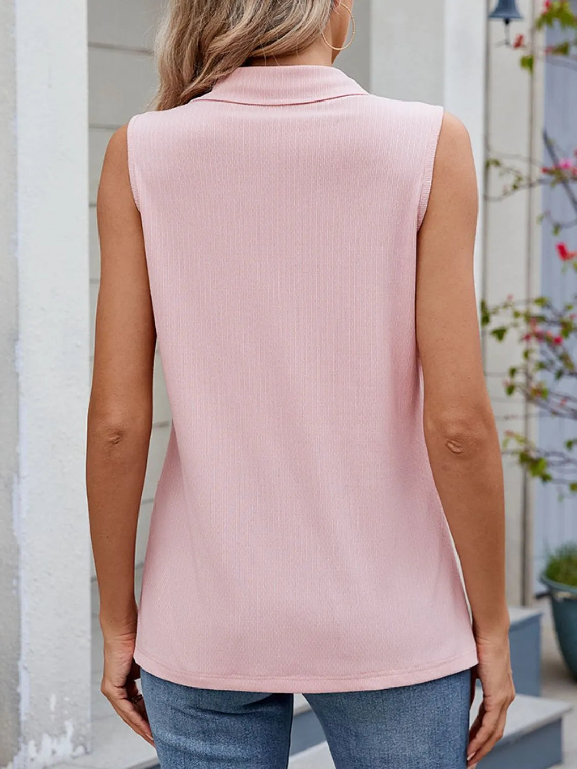 Quarter Zip Collared Tank - cas7m