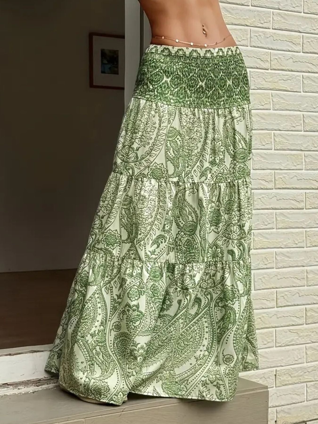 Paisley Print Maxi Skirt - cas7m