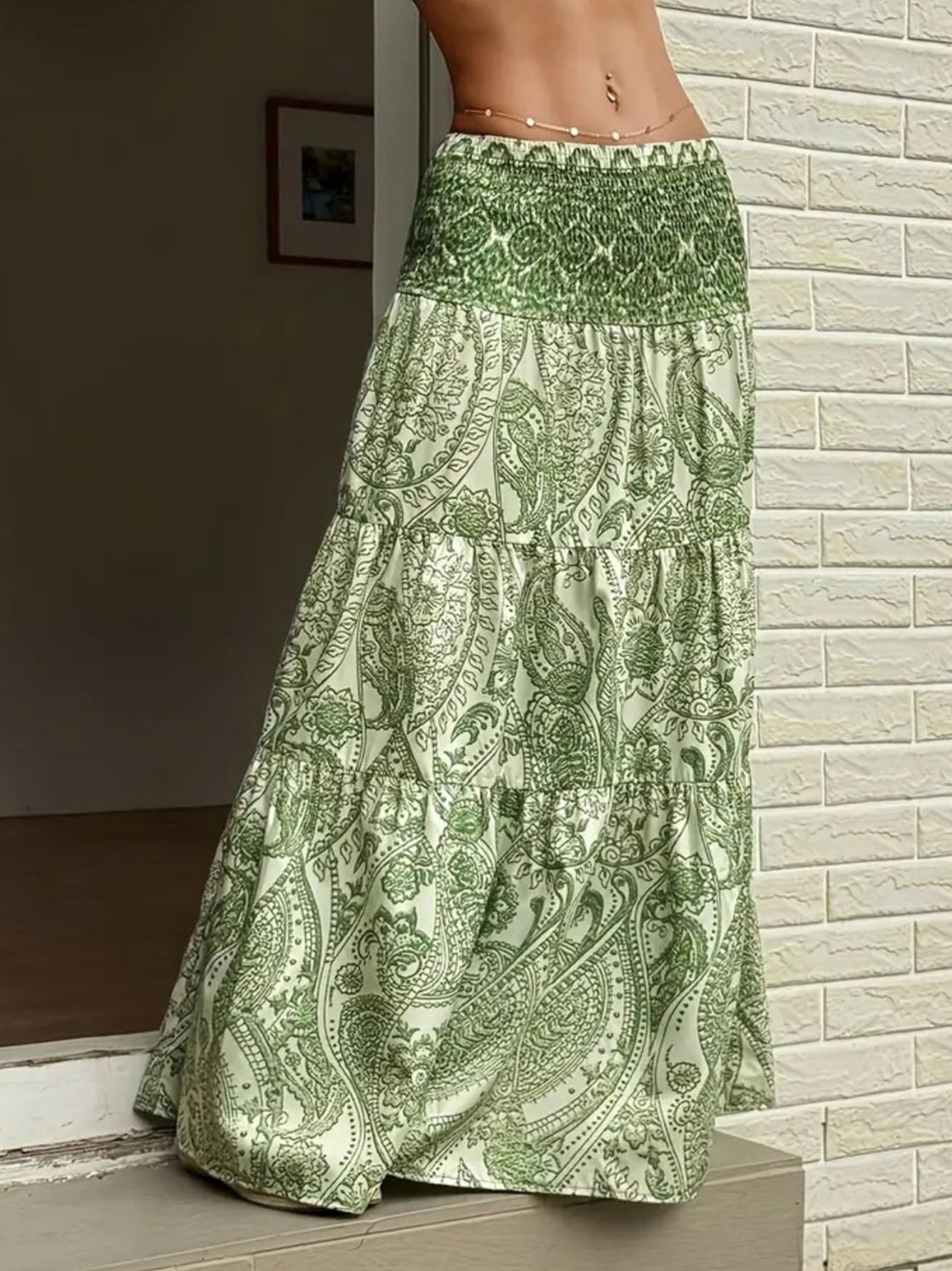 Paisley Print Maxi Skirt - cas7m