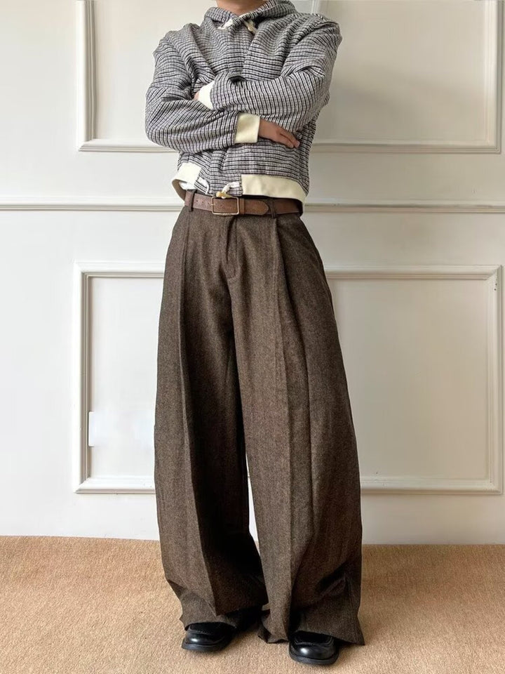 Men's Plus Size Wide Leg Pants with Pockets - cas7m