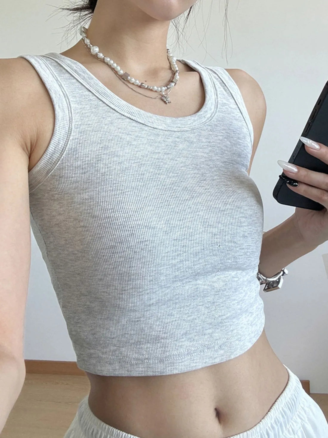Ribbed Crop Tank Top - cas7m