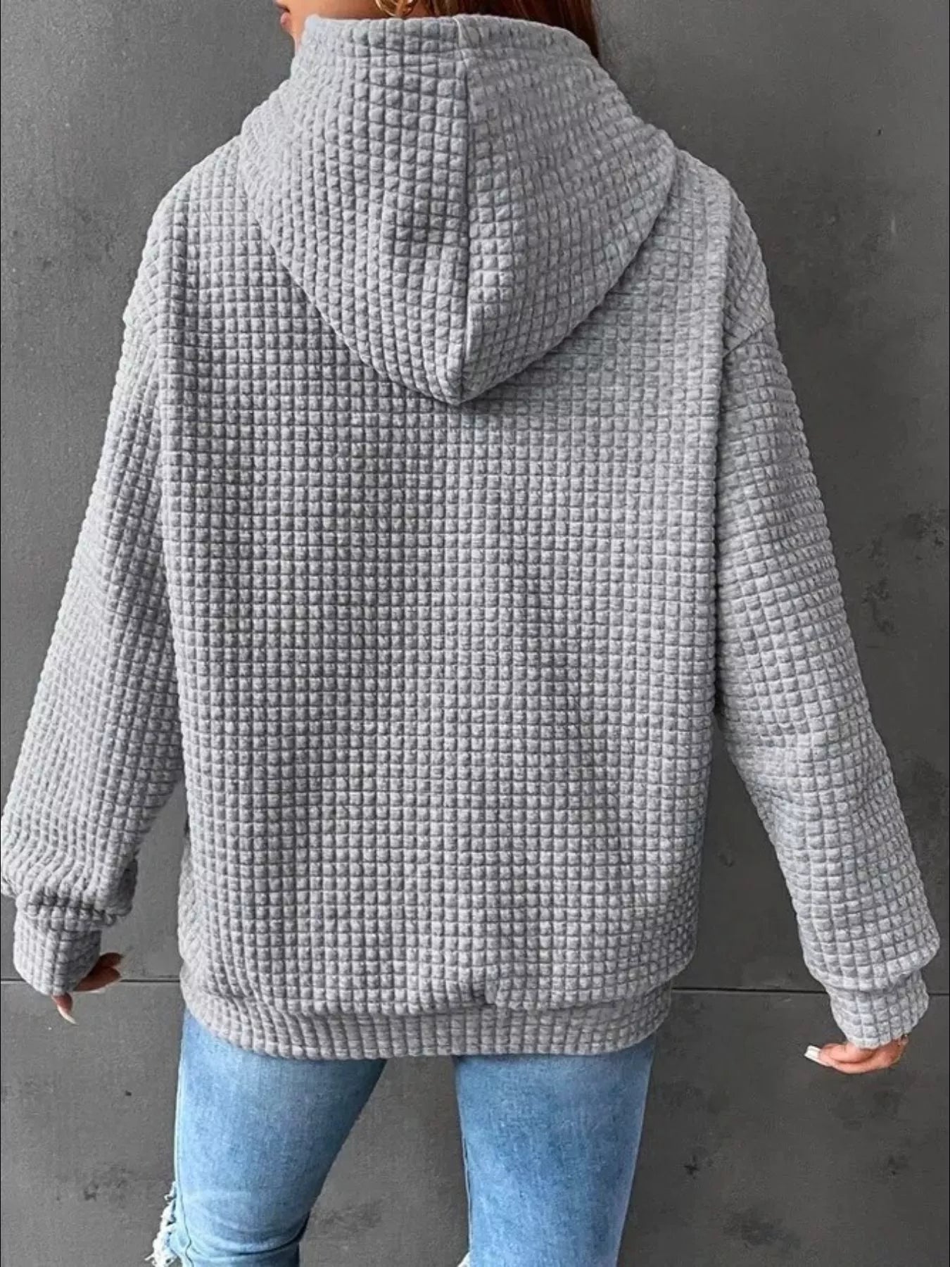 Full Size Textured Kangaroo Pocket Hoodie Plus Size - cas7m