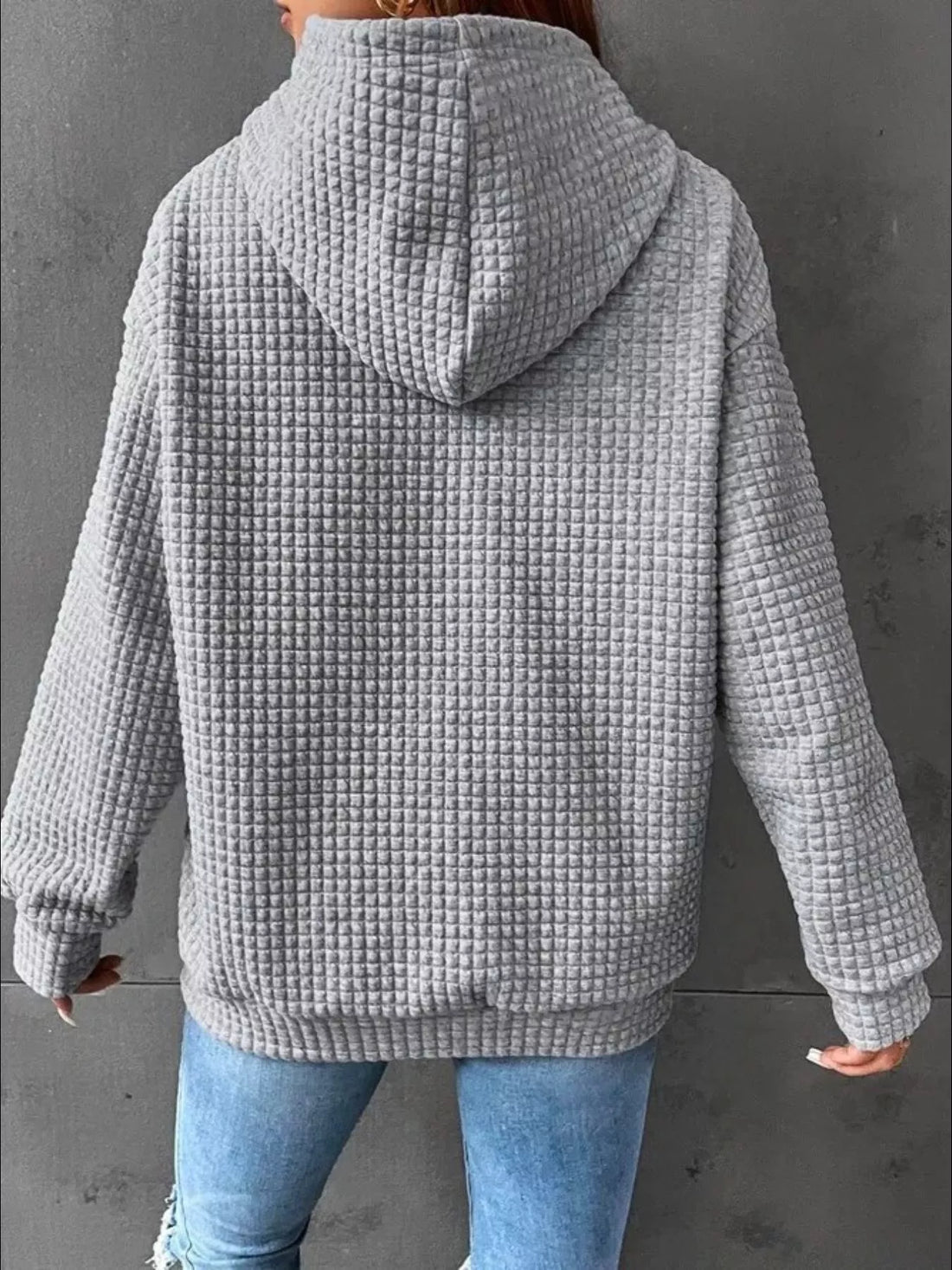 Full Size Textured Kangaroo Pocket Hoodie Plus Size - cas7m