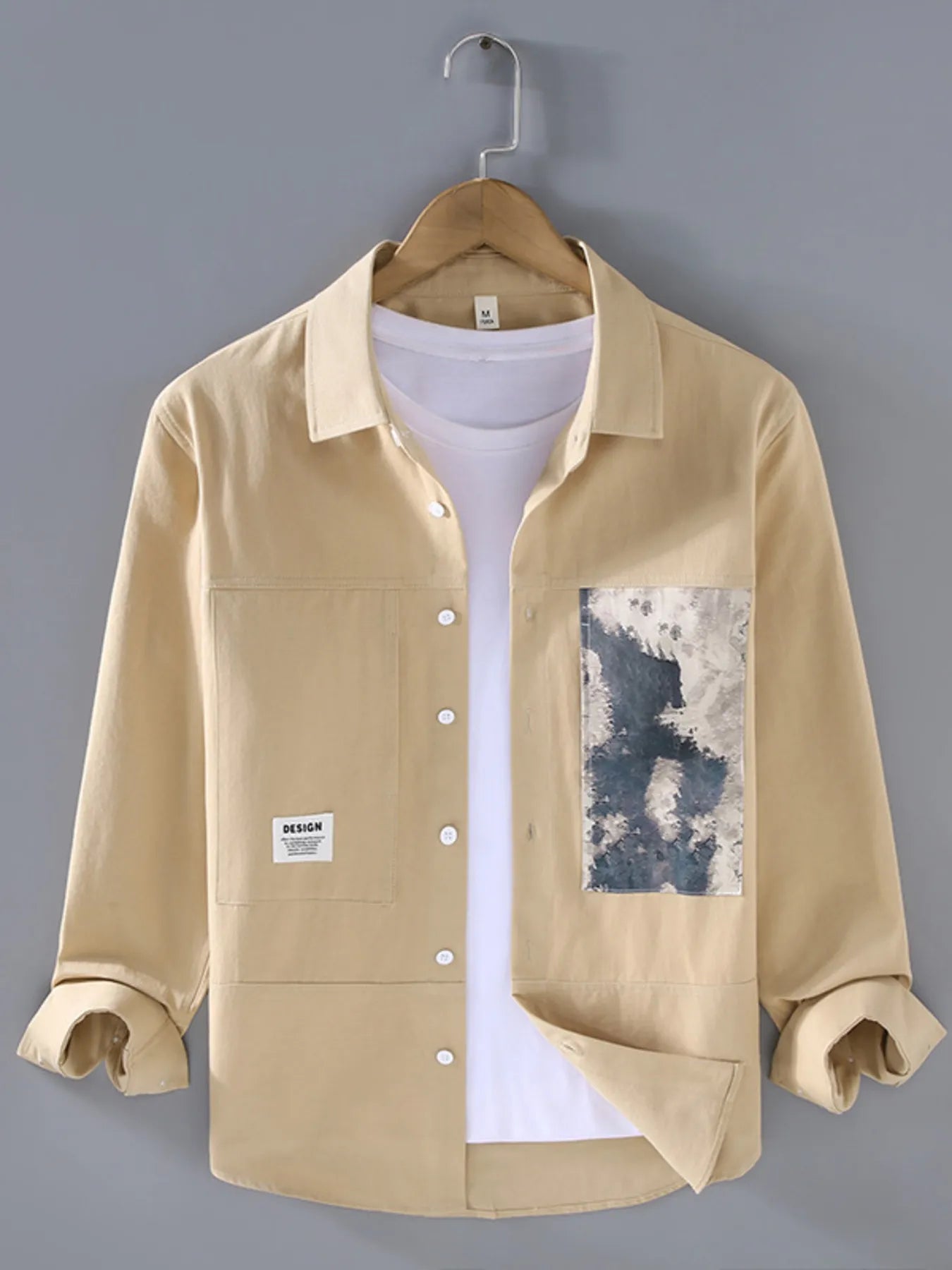 Men's Plus Size Button Up Long Sleeve Shirt - cas7m