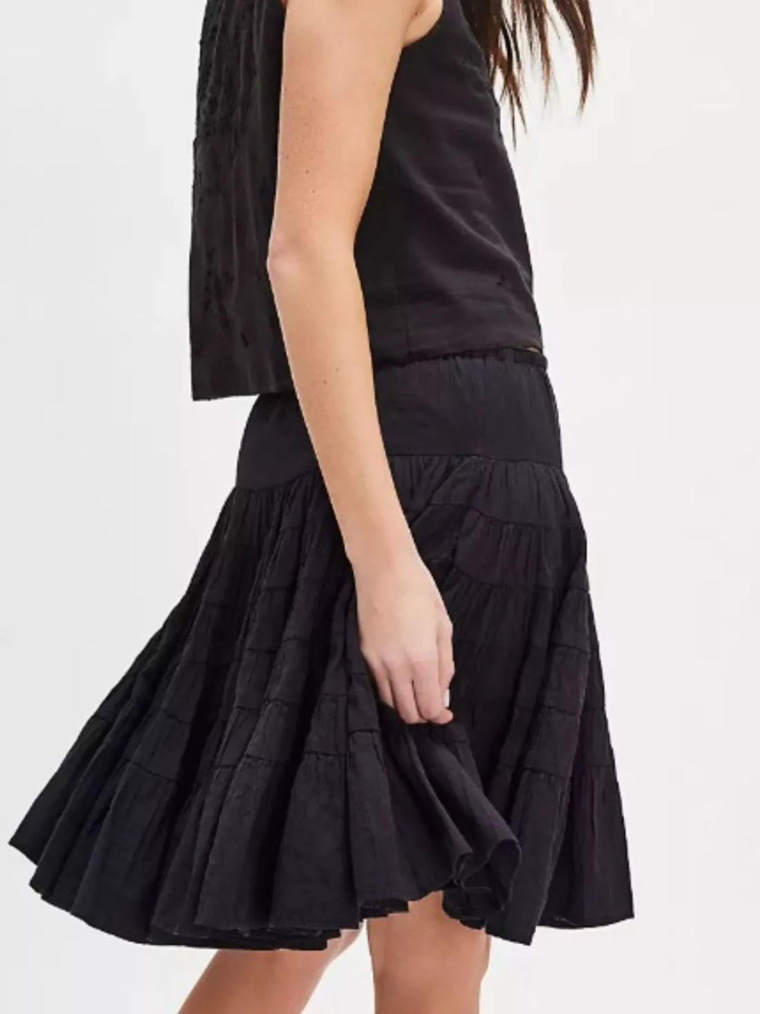 Tiered Drawstring Mini Skirt - cas7m