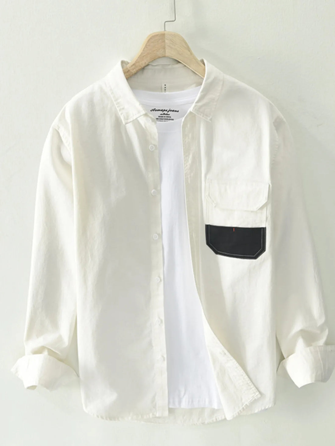 Men's Plus Size Button Up Long Sleeve Shirt - cas7m