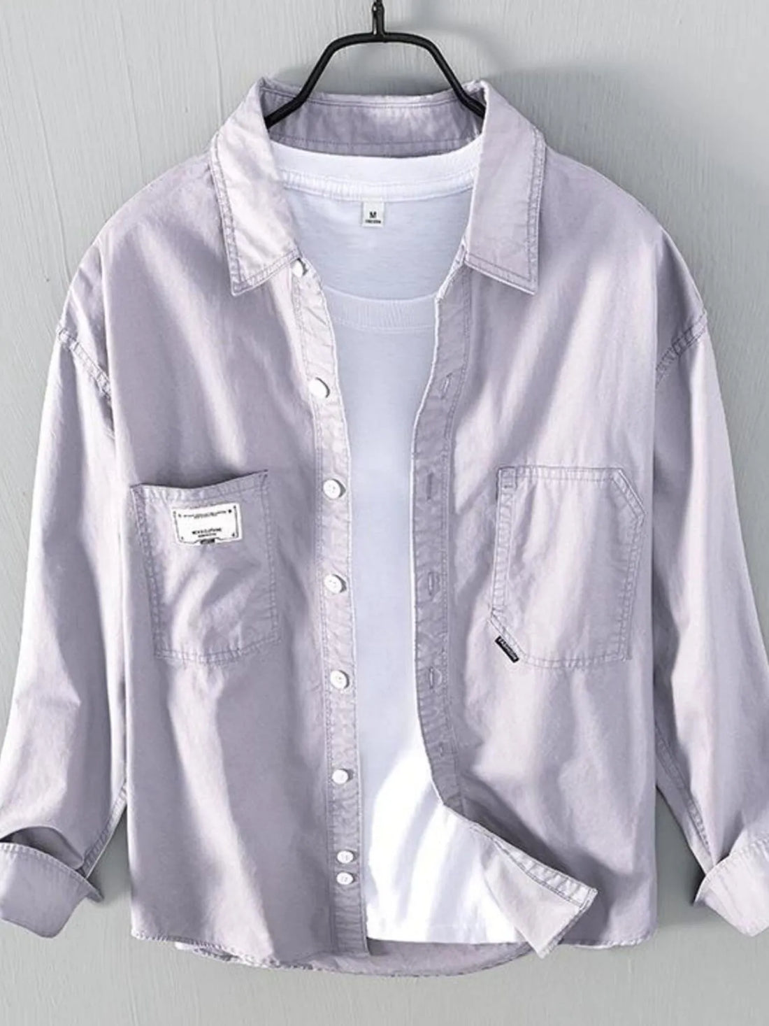 Men's Plus Size Button Up Long Sleeve Shirt - cas7m