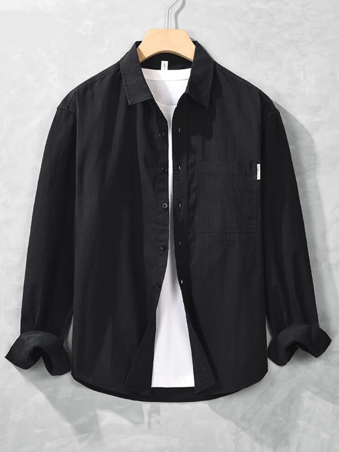 Men's Plus Size Button Up Long Sleeve Shirt - cas7m