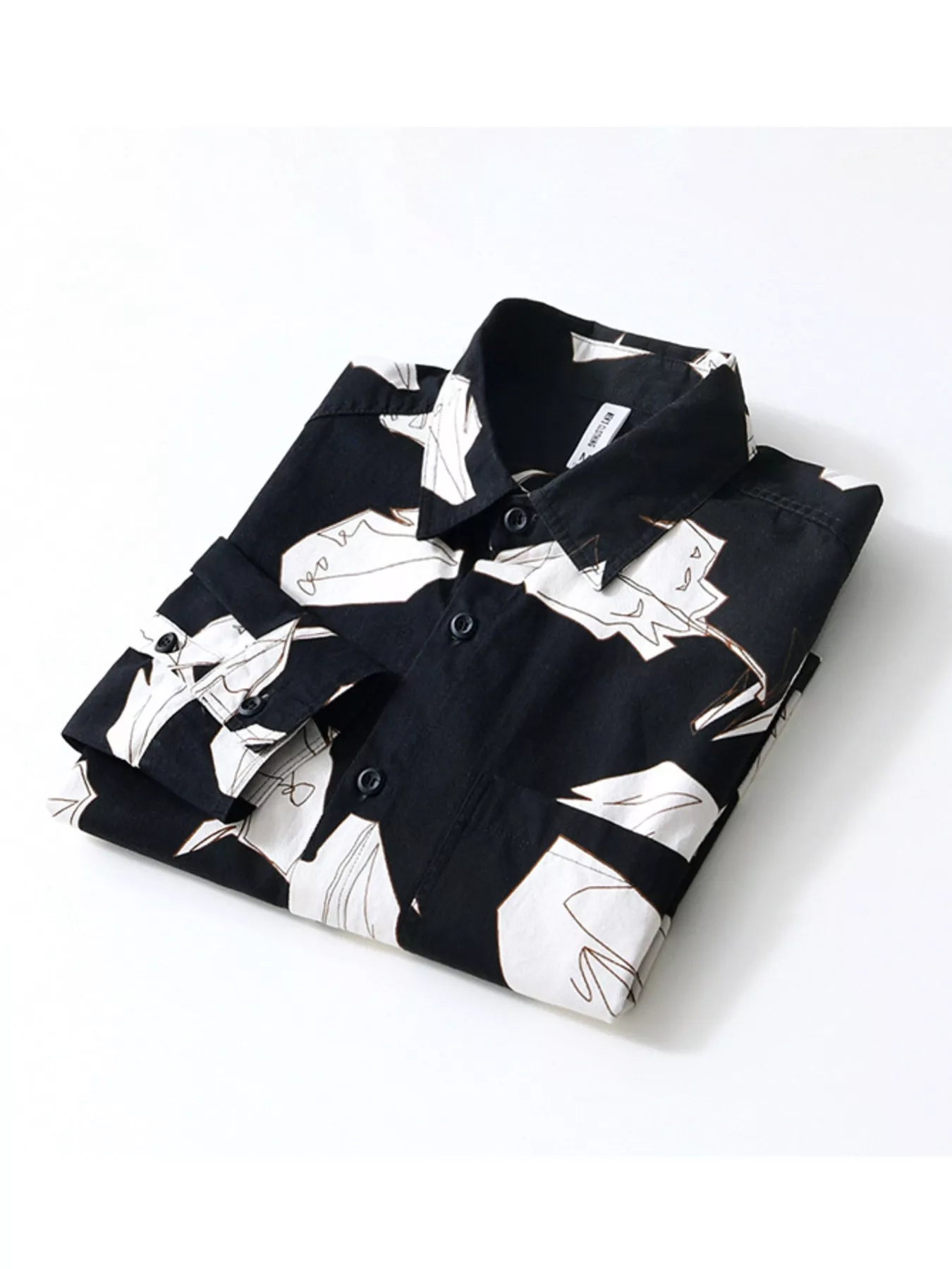 Men's Plus Size Abstract Print Long Sleeve Casual Shirt - cas7m