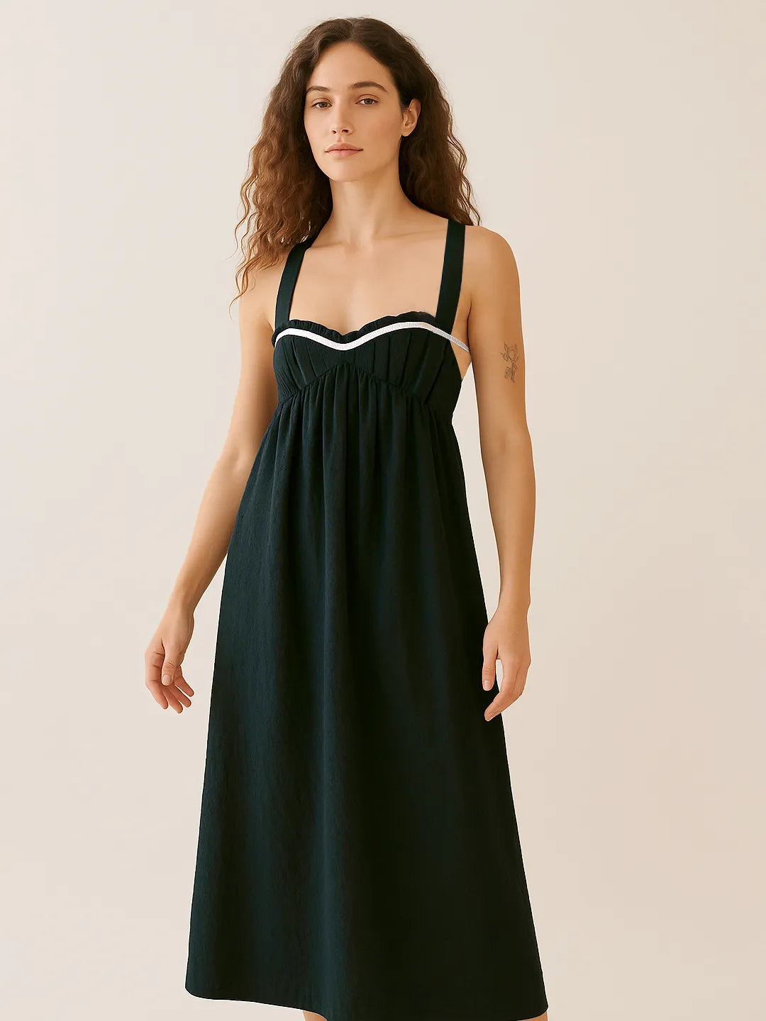 Sweetheart Neck Midi Dress - cas7m