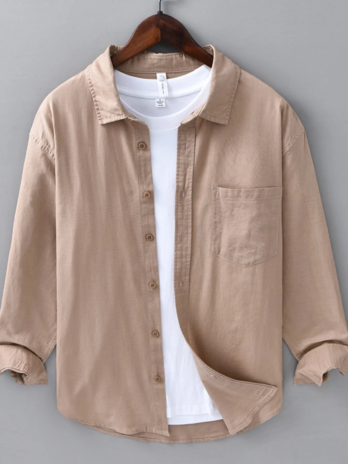 Men's Plus Size Button Up Long Sleeve Shirt - cas7m