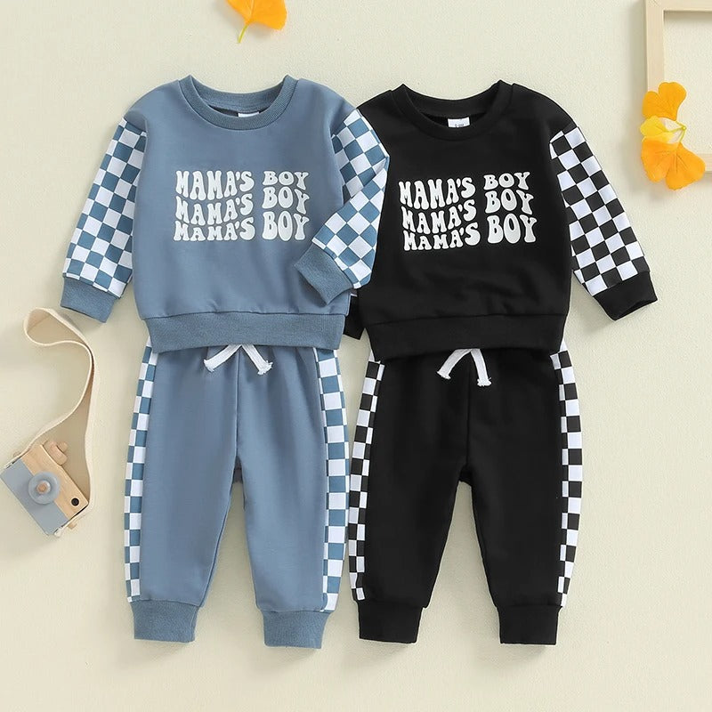 Children Plaid Printed Long-sleeve Sweater Set - cas7m