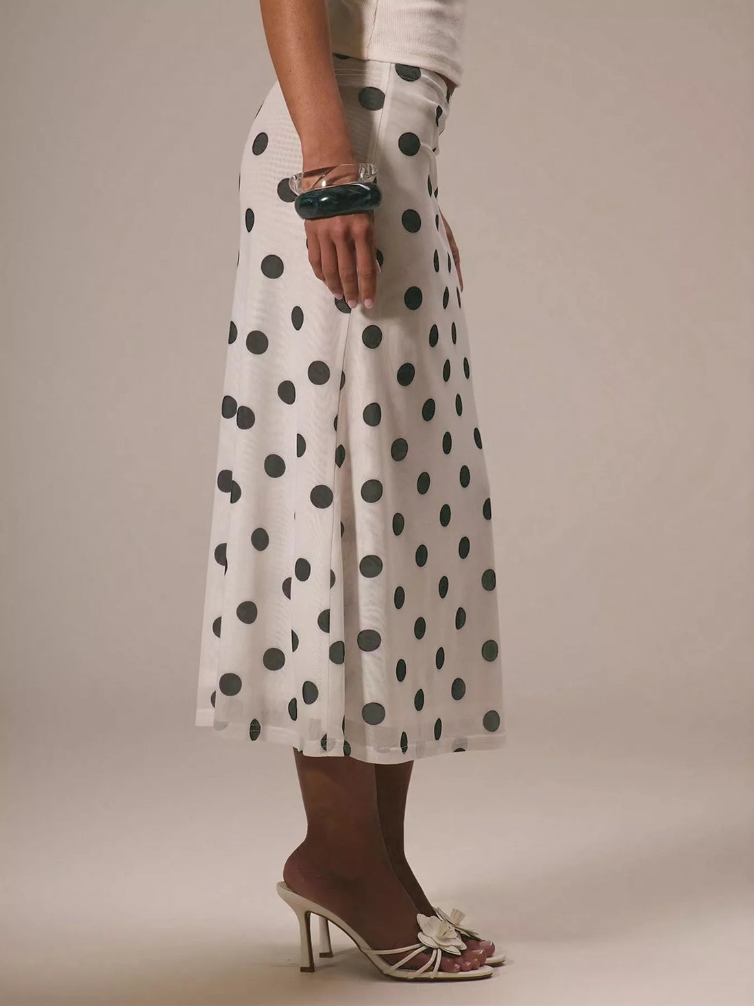 Polka Dot Midi Skirt - cas7m