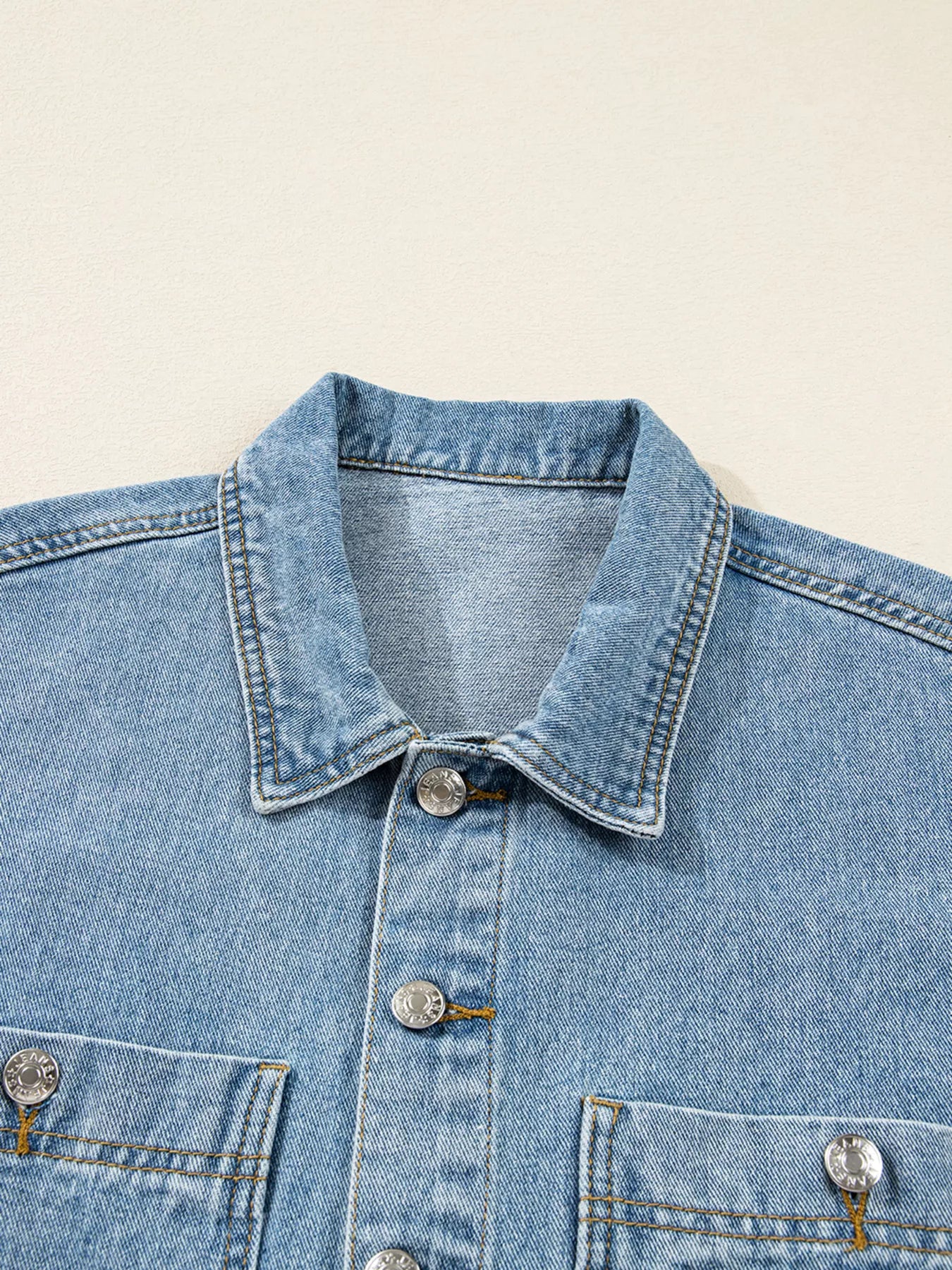 Patched Pockets Side Tie Denim Jacket - cas7m