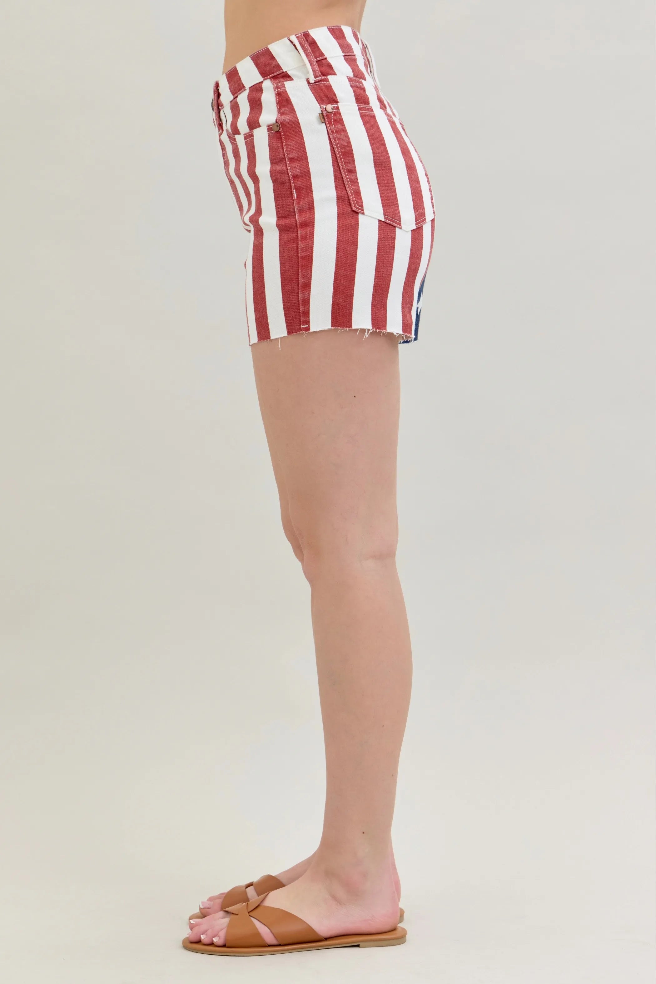 Judy Blue USA Flag High-Waisted Denim Shorts – Summer Essential - cas7m