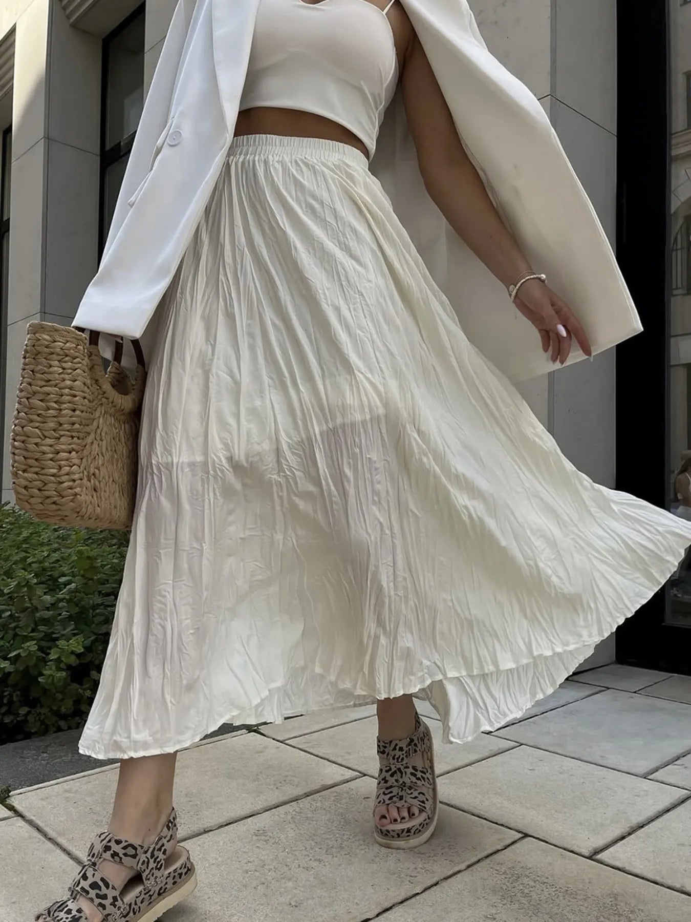 Ruched Elastic Waist Skirt - cas7m