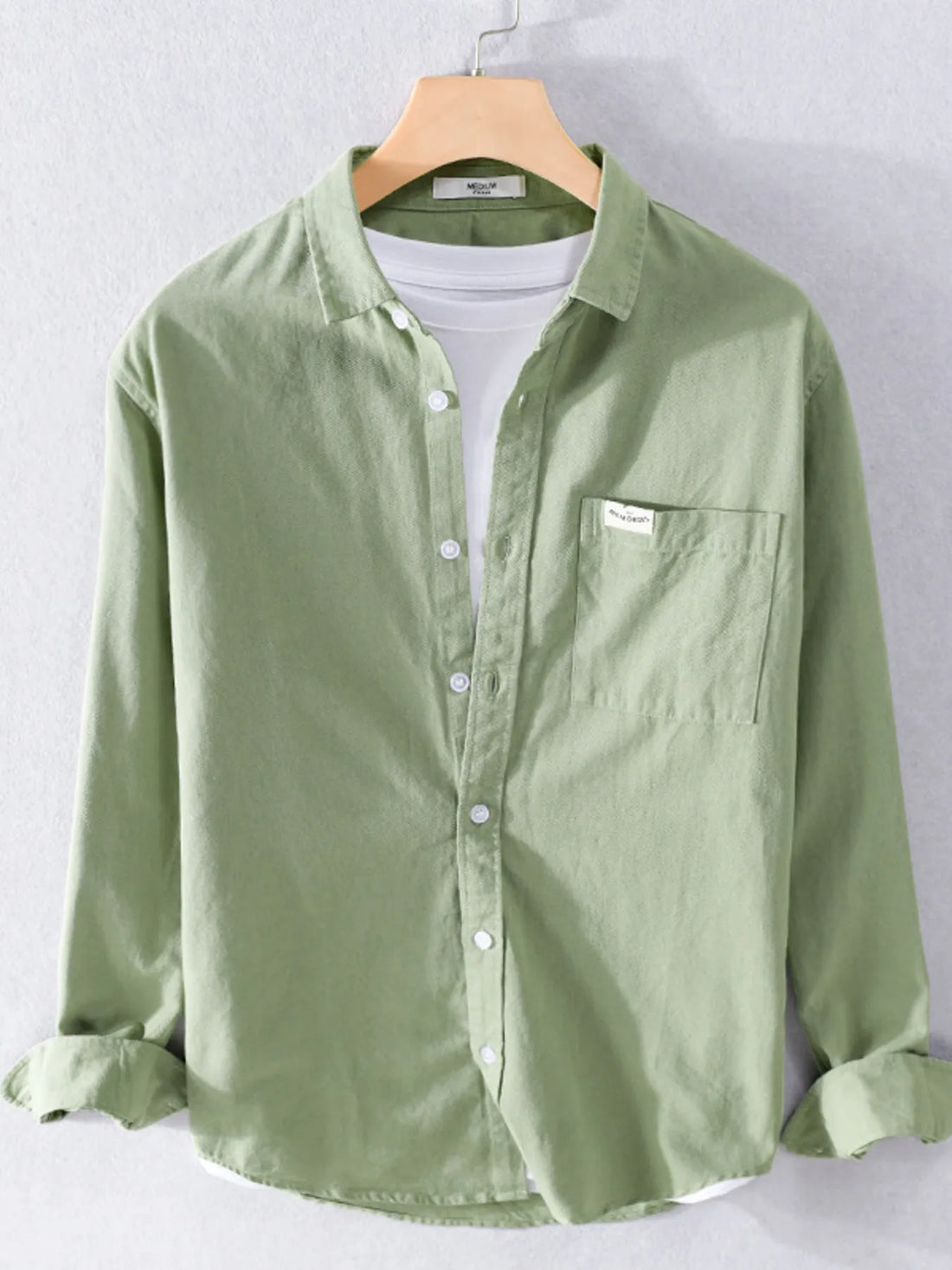 Men's Plus Size Button Up Long Sleeve Shirt - cas7m