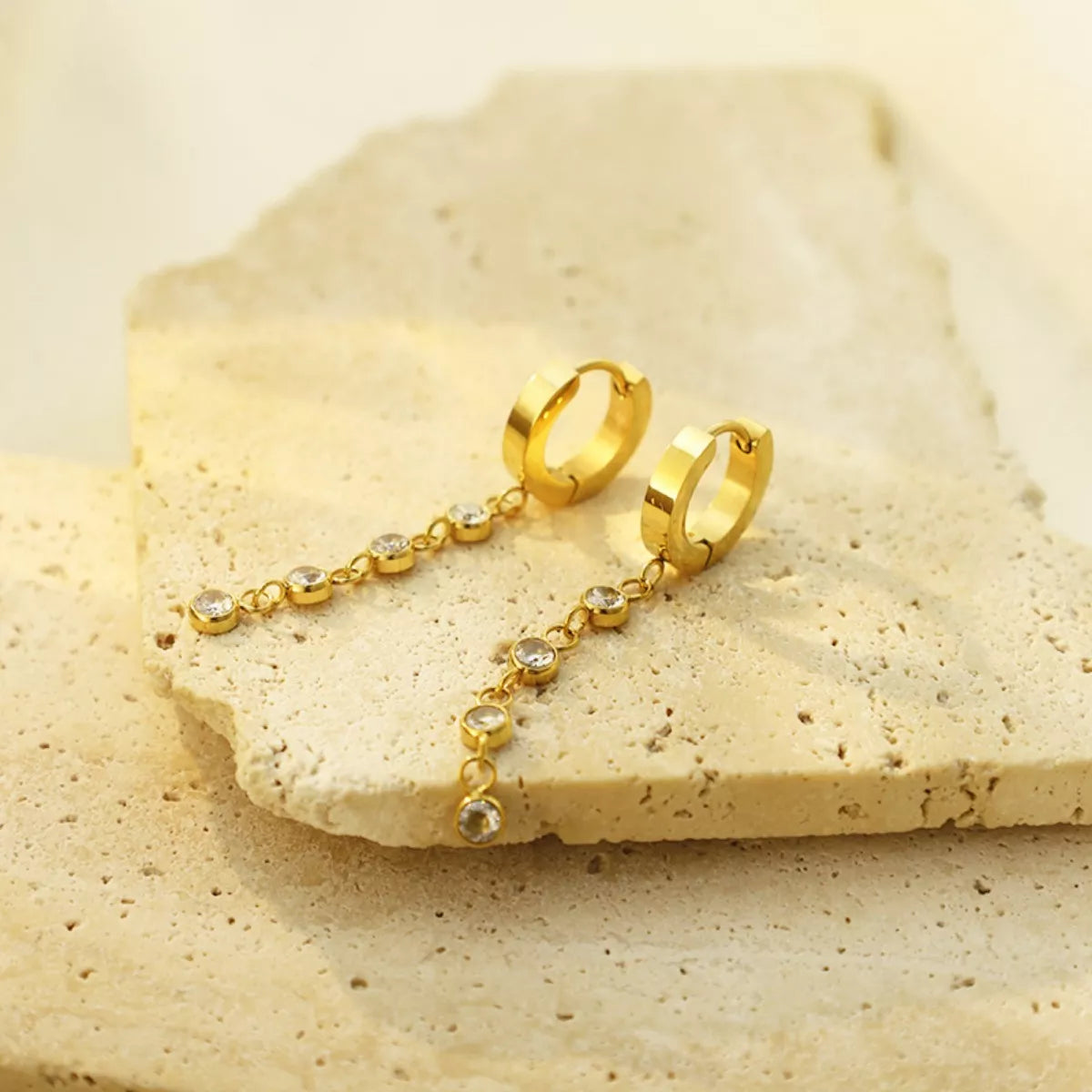 18K Gold-Plated Hoop Drop Earrings - cas7m