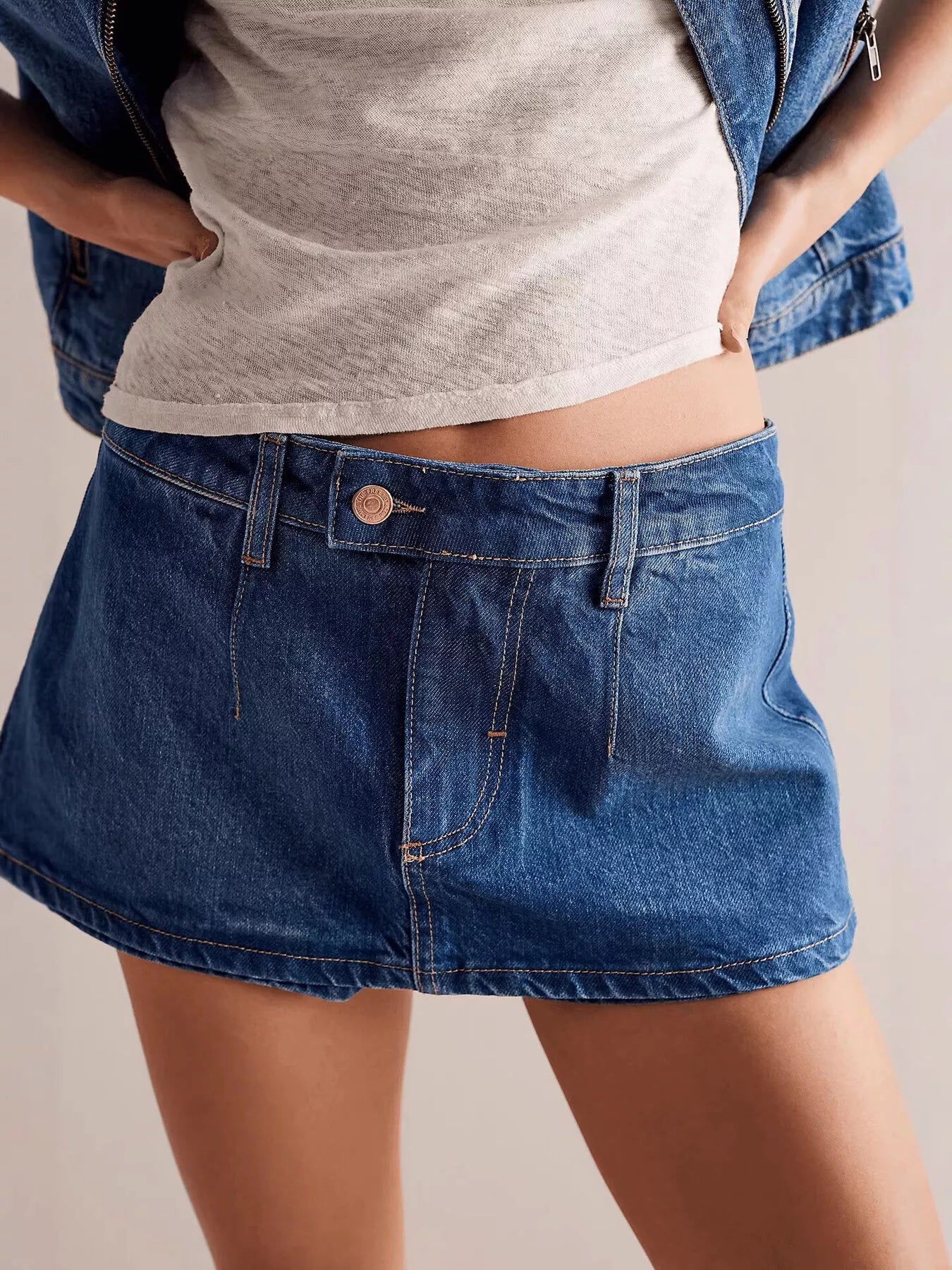 Classic Wash Denim Mini Skort - cas7m