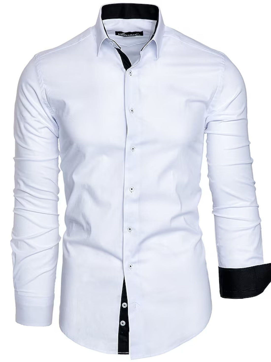 Men's Slim Fit Contrast Trim Long Sleeve Shirt - cas7m