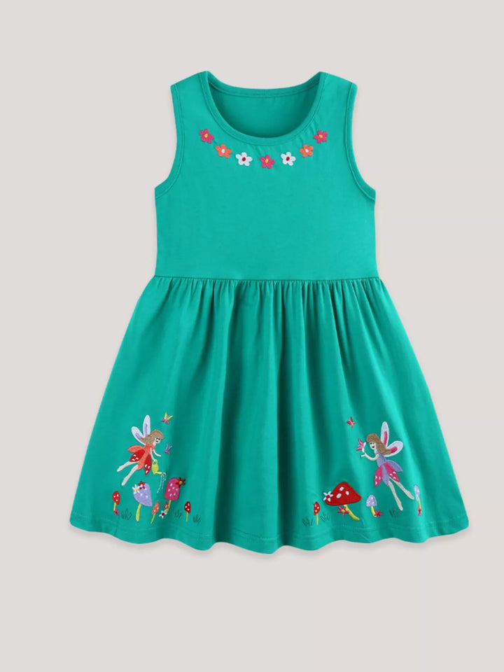 Children's Sleeveless Embroidered Casual Dress - cas7m