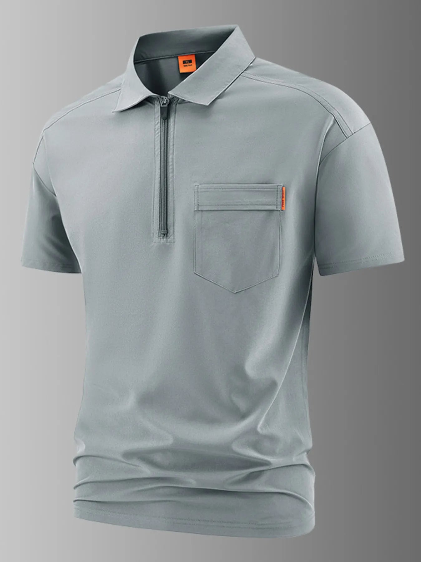 Men's Plus Size Casual Zipper Polo with Pocket - cas7m