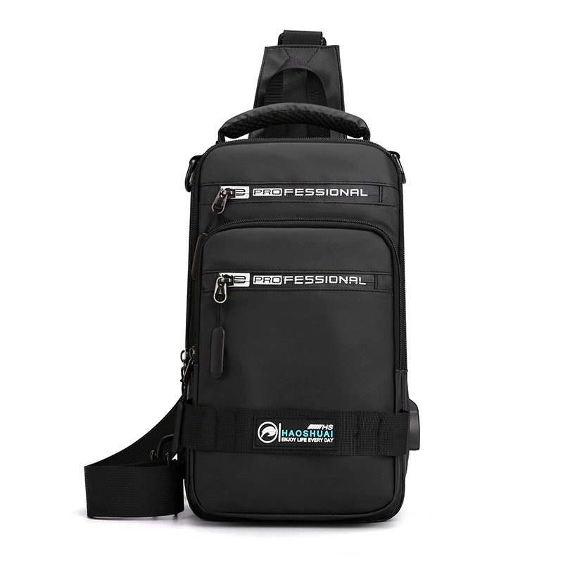 Multifunction Bags For Men Nylon Backpack Crossbody Shoulder Bag With USB Charging Port Chest Bags Pack - cas7m