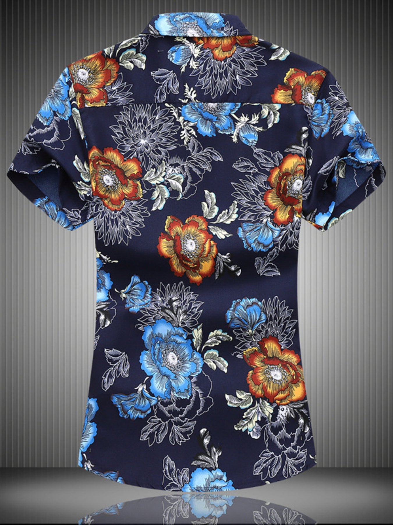 Men's Plus Size Floral Print Short Sleeve Casual Shirt - cas7m