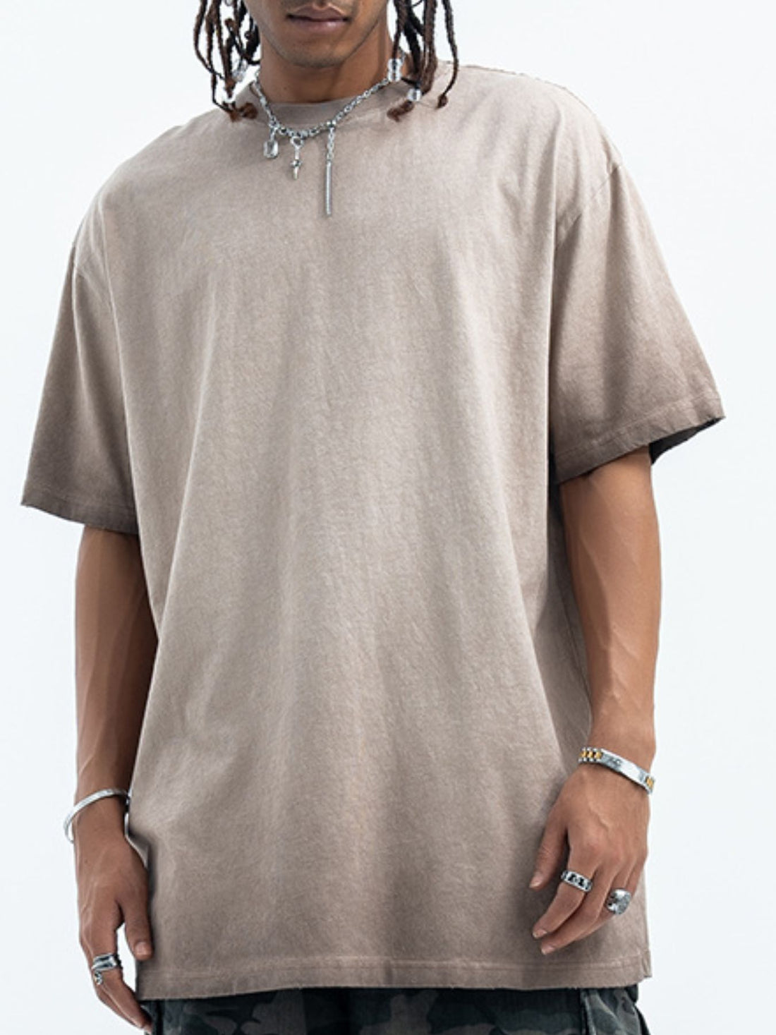 Men's Vintage Wash Round Neck T-Shirt - cas7m